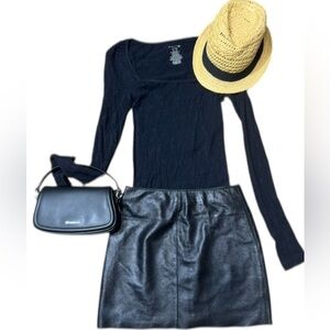 Vintage Wilsons Leather Maxima Mini Skirt Black Size Small 100% Leather Biker